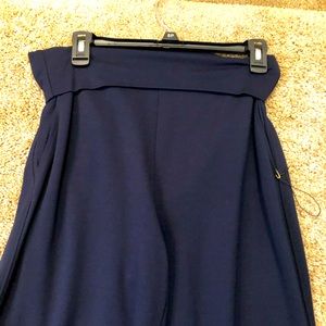 Rich Navy, Jersey, Classic Wide Leg Trouser.